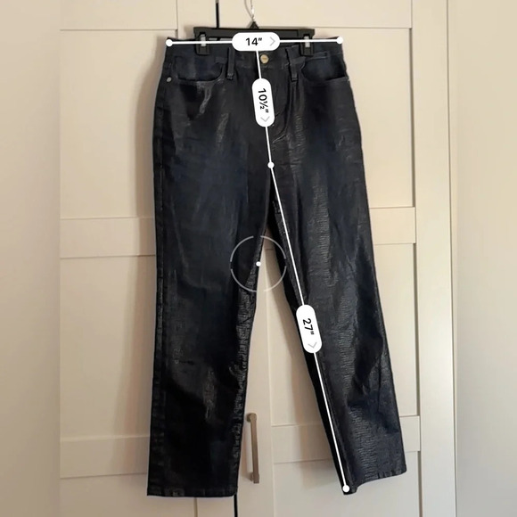 Frame Le High Straight Coated Indigo Lizard Jeans Size 29 - Picture 7 of 8